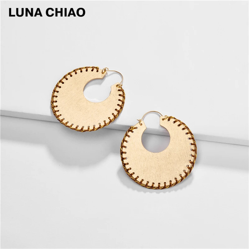 LUNA CHIAO модные большие металлические серьги-обруч плетеные ручной работы большой, в стиле бохо Эффектные серьги для женщин