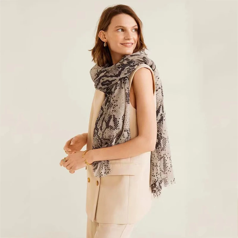 2019 осенне-зимний шарф-змея женский шарф с принтом змеи мягкий шелковый хлопковый