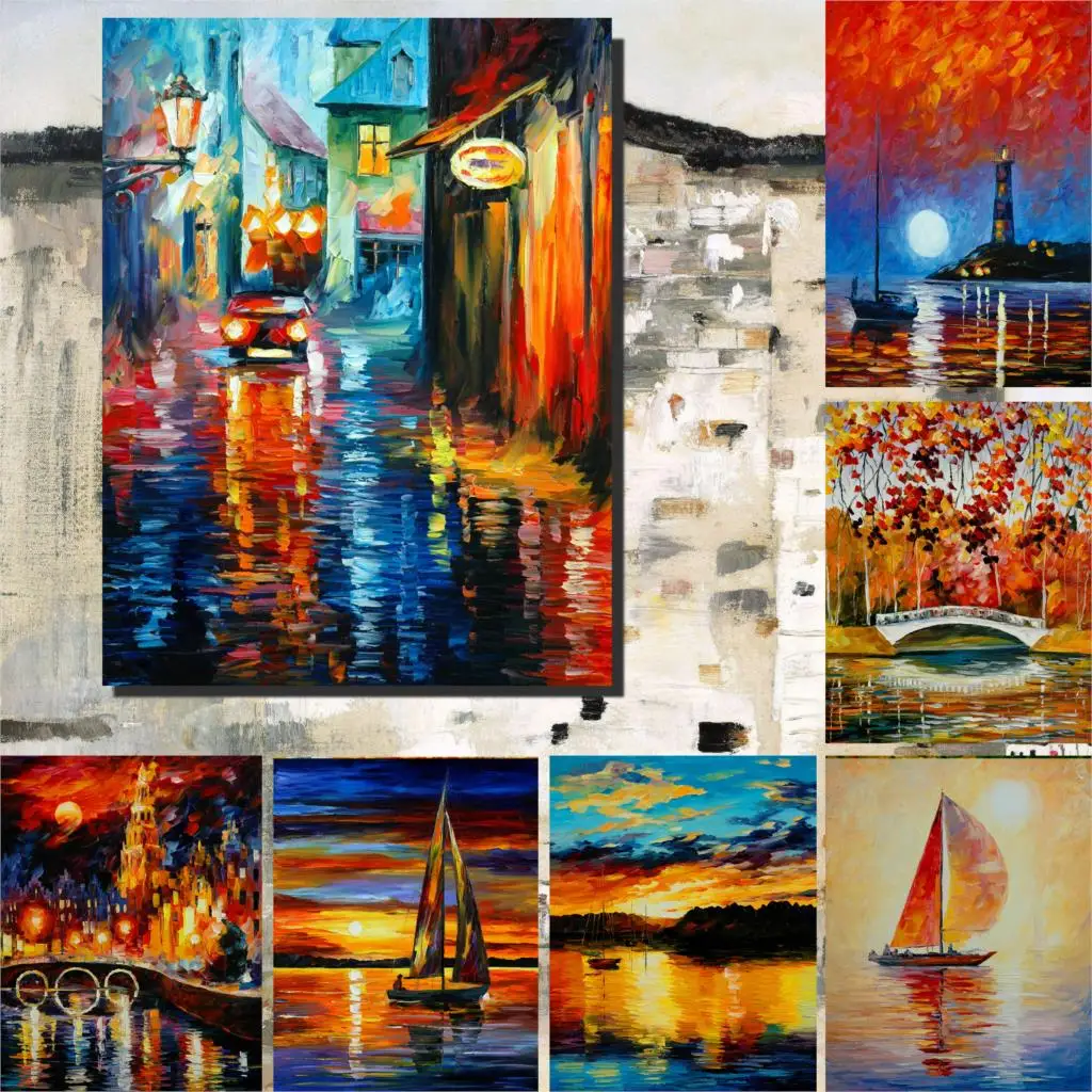 Картина на холсте пейзаж постеры и принты абстрактная улица из масляной живописи