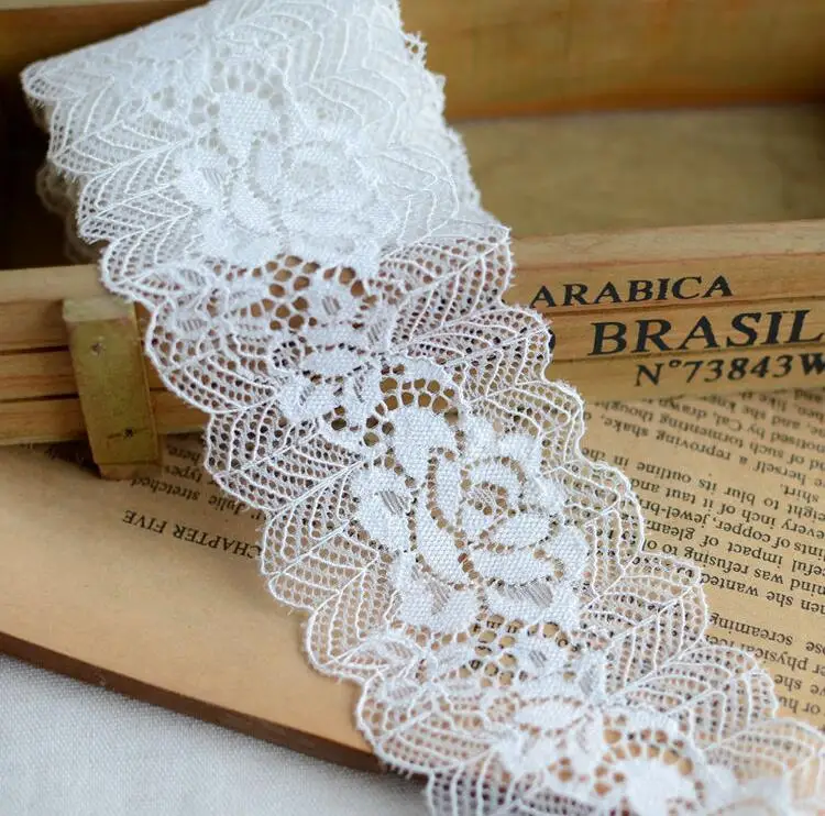 2 метра слоновой кости эластичное кружевное украшение лентами Роза эластичная