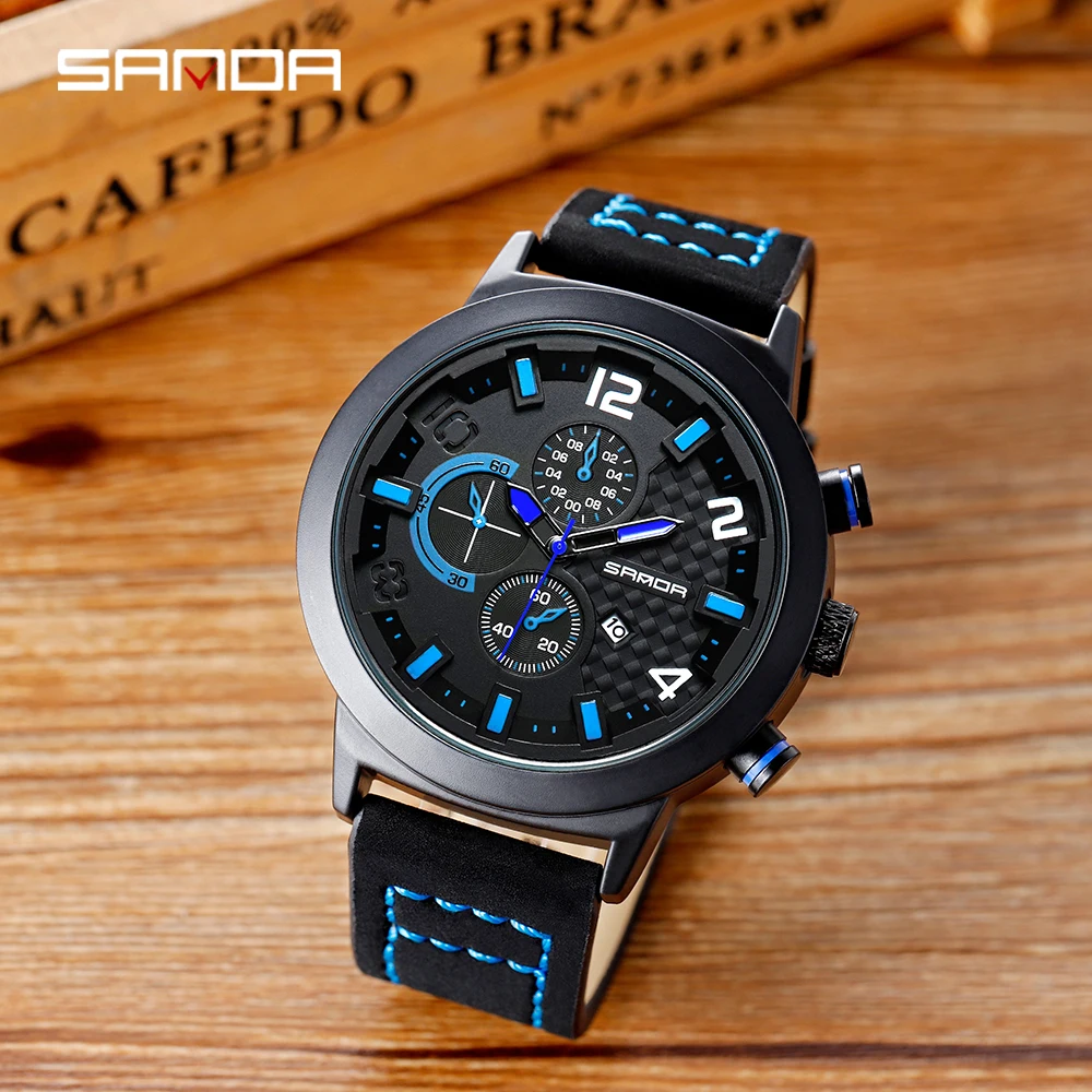 Модные спортивные часы с большим циферблатом шестиштырьковые