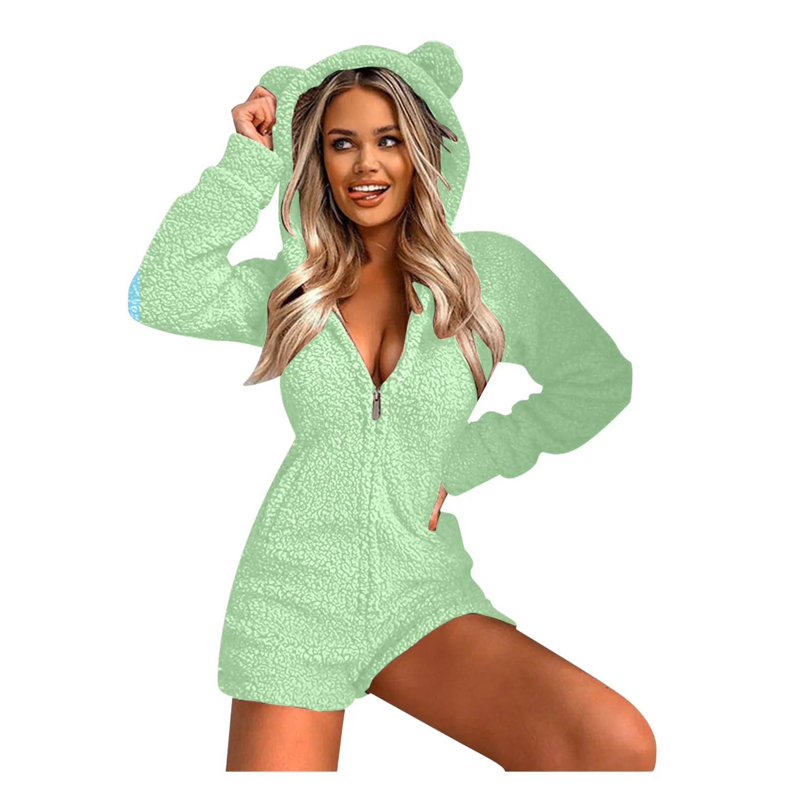 

Women's Hooded Jumpsuits Autumn Cute Shorts Rompers Homewear Service Long sleeve Zipper Elegant Female Jumpsuit* женская одежда