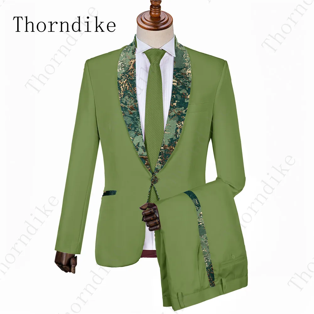 suit 8 Thorndike костюм Homme Mariage, 2 предмета, мужской костюм для свадьбы, выпускного вечера, вечерние костюмы серого цвета с жаккардовым шалевым отворотом(пиджак+ брюки+ галстук - Color: suit 8