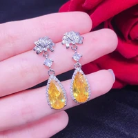 luxury water drop cz long style dangle earrings for women bluepinkyellow simple elegant earring wedding trendy jewelry