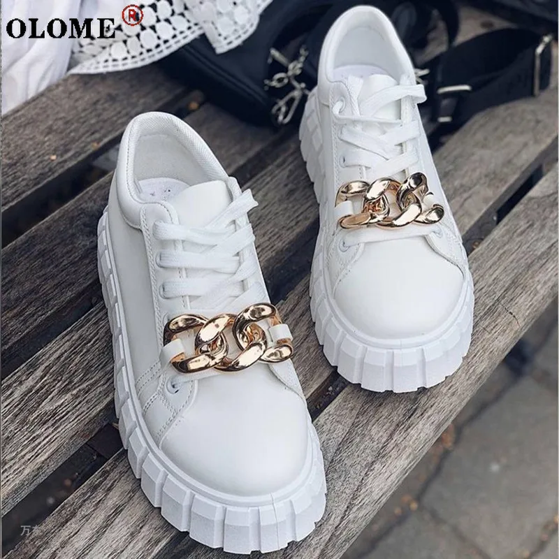 

2021 New Fall Large Size Casual Metal Thick-soled Lace-up Vulcanized Shoes Comfortable Sports Shoes Women's Shoes Size 36-43