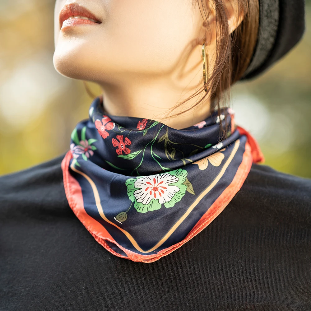 Женский шарф маска для лица модные шелковые квадратные шарфы на весну и лето