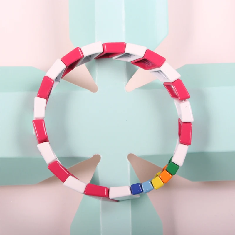 Геометрический квадратный браслет Мияки Радужный Браслет с бусинами подарок для