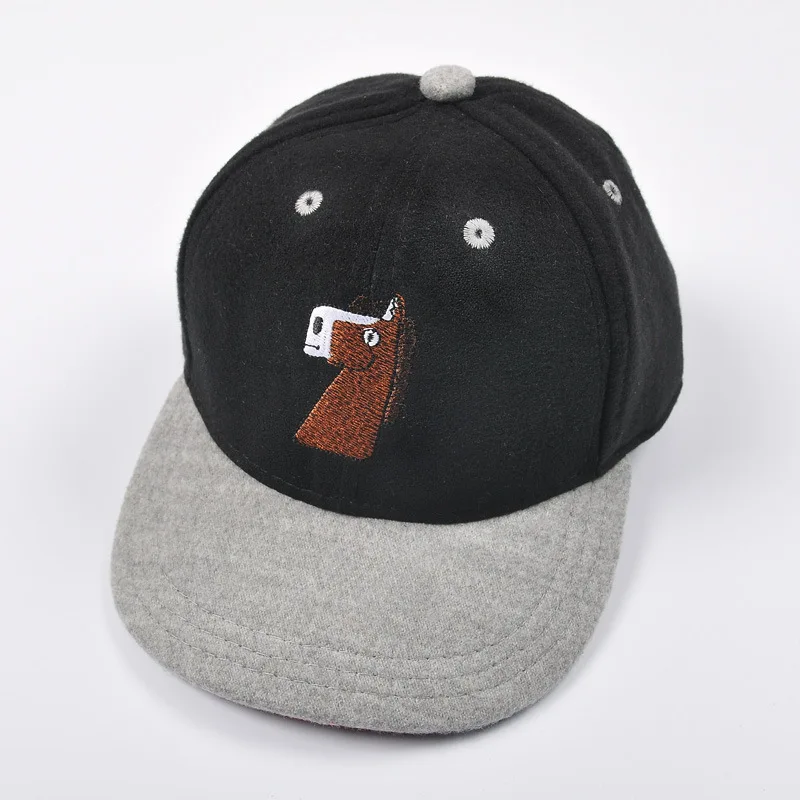 Children Cartoon Embroidery Baseball Caps Baby Boys Cute Hats 1-5 Years Little Girls Fashion Corduroy Hat Autumn | Детская одежда и