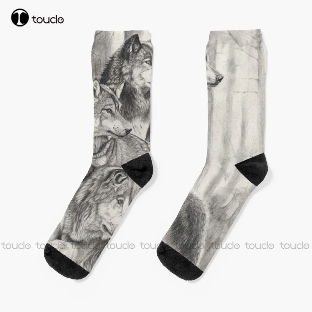 Wolf-Calcetines personalizados para hombre y mujer, calcetín con estampado Digital de 360...