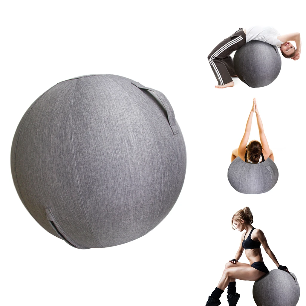 

LINEN ANTI SLIP YOGA BALL/ BALANCE BALL COVER for YOGA PILATES GYM TRAINING GRAY