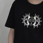 Женская футболка с принтом солнечного затмения Солнца и Луны, винтажная модная эстетичная футболка, хипстерская одежда в готическом стиле, топы с графическим принтом