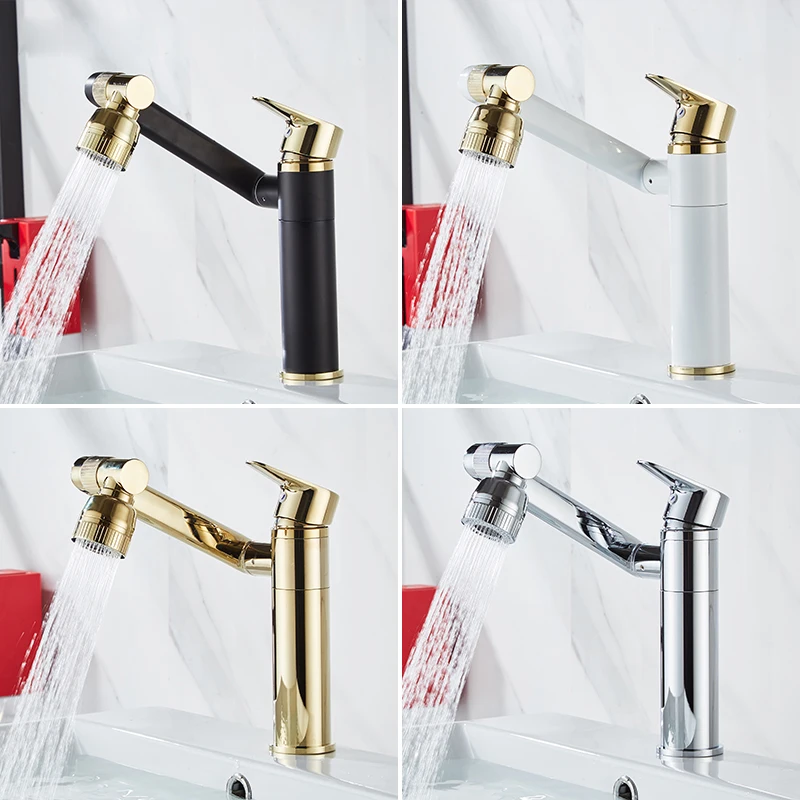 

Multifunction Bathroom Sink Faucet Hot Cold Water Mixer Crane Antique Bronze Deck Mounted Universal Water Taps