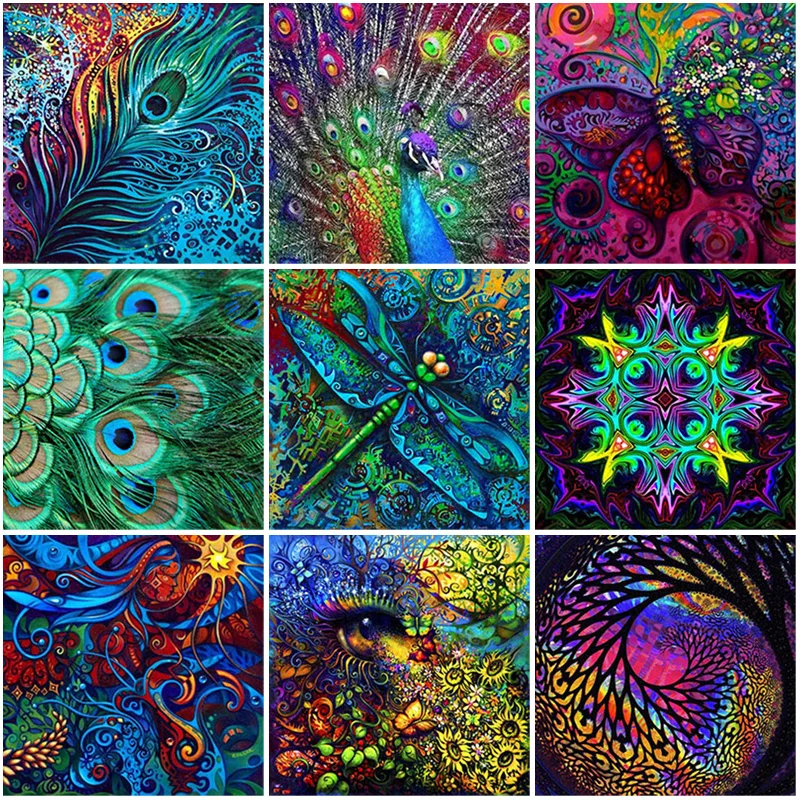 

5D DIY Peacock Feather Diamond Painting Cross Ctitch Full Round Square Diamond Mosaic Embroidery Painting New Manual Art Gift