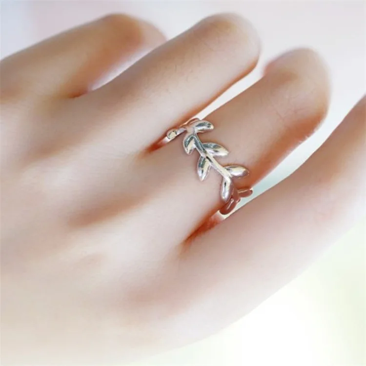 

S925 стерлингового серебра оливкового листа изменяемое кольцо для женщин Простой моды свадьбы банкета ювелирных изделий Аксессуары Горячая ...