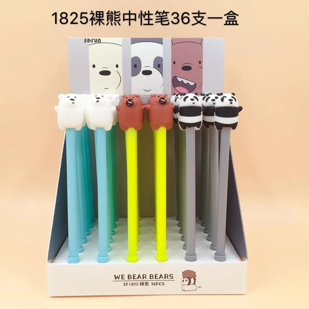 bare bear 36 шт./упак. разные дизайны с черепами и другими рисунками медведя, платье принцессы с принтом «обезьяна» Альпака Творческий Стиль гелевая ручка унисекс Ручка-роллер ручка - Цвет: bare bear