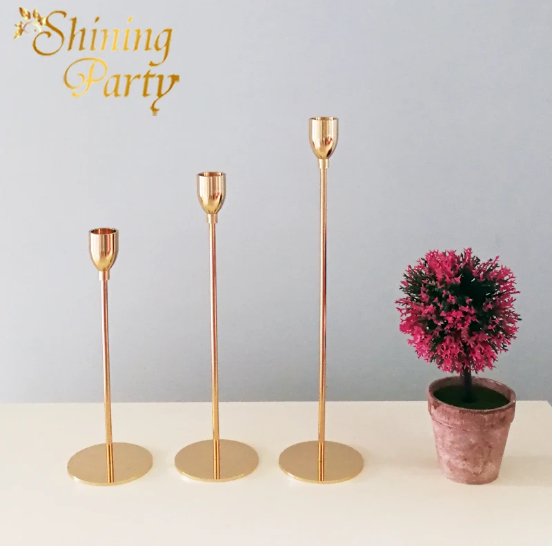 Блестящие золотистые металлические подсвечники вечерние Свадебные Центральные