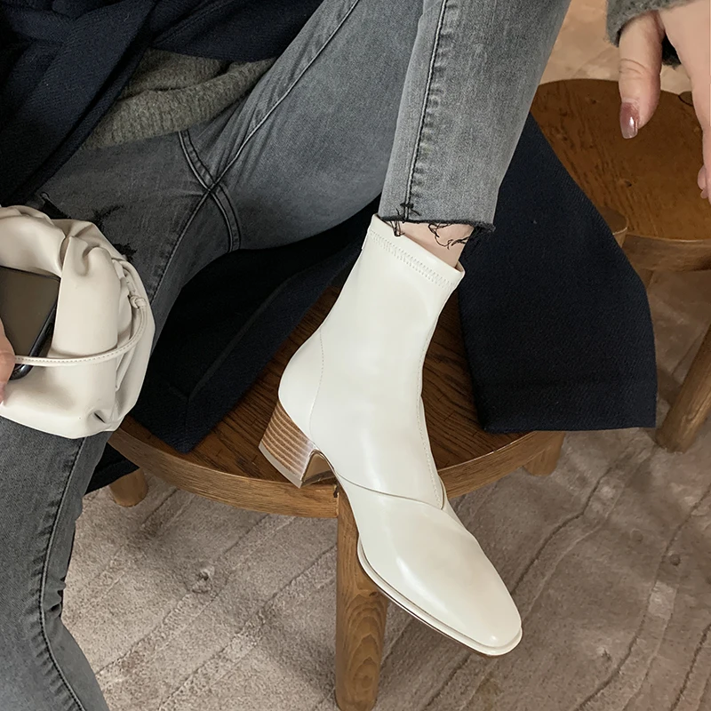 

MORAZORA 2020 New arrival fashion women boots thick heels square toe simple ladies shoes autumn winter ankle boots
