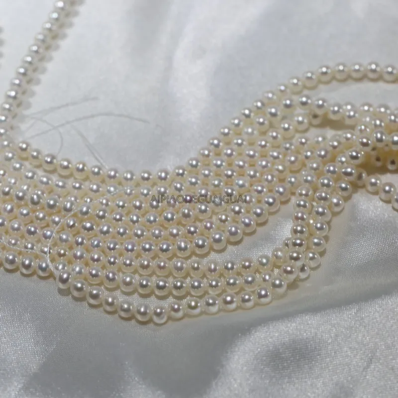 

APDGG Natural 5-6mm AA near round white pearl strands loose beads women lady jewelry DIY