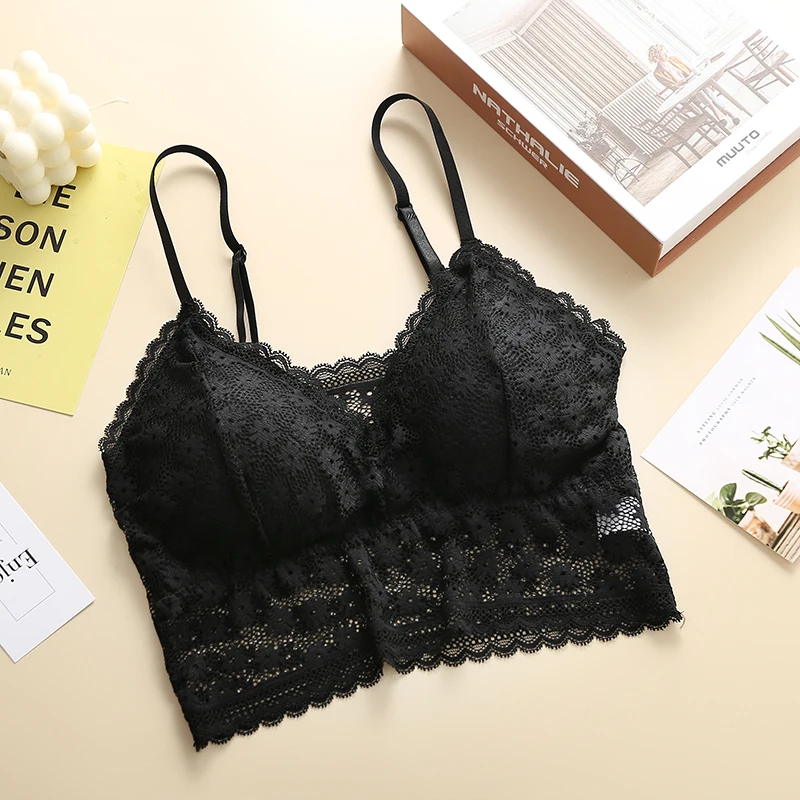 

No Steel Ring Bra Sexy Hollow Lace Wrapped Chest French Beauty Back In Summer With Girls Underwear Tube Top New