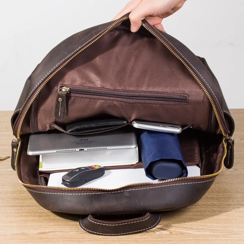 Винтажный кожаный мужской рюкзак ручной работы повседневные дорожные ранцы