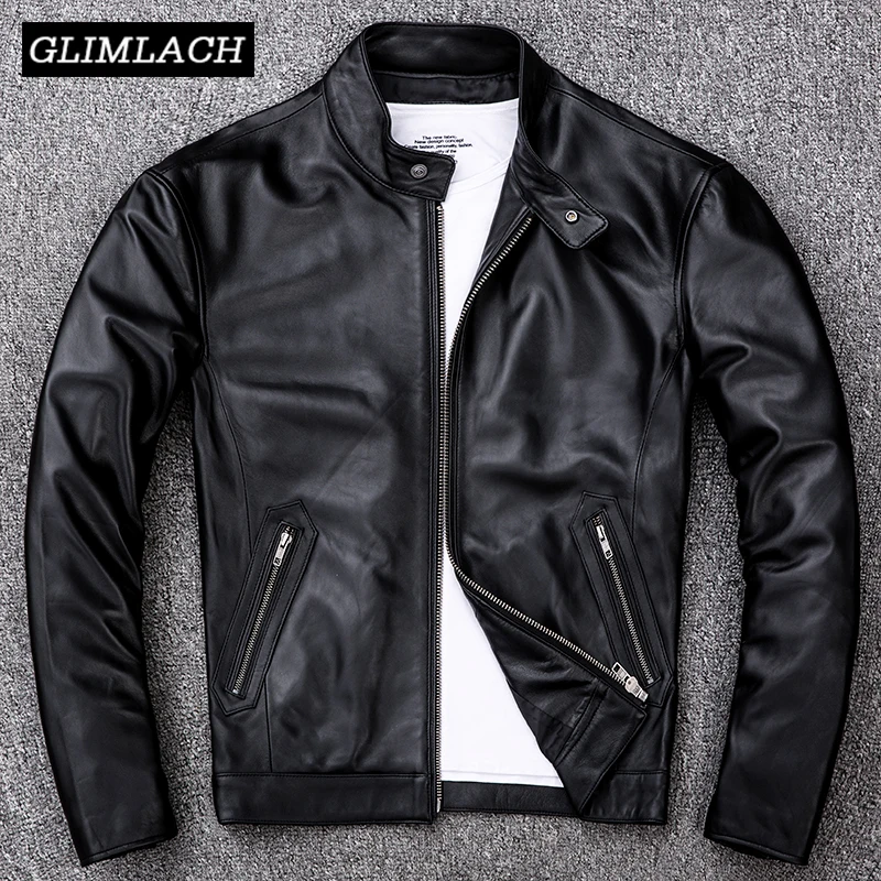 

2019 Black Real Leather Lambskin Jacket Men Large Size 4XL Motorcycle Mens Jackets Genuine Sheepskin Bomber Aviator Coat Autumn