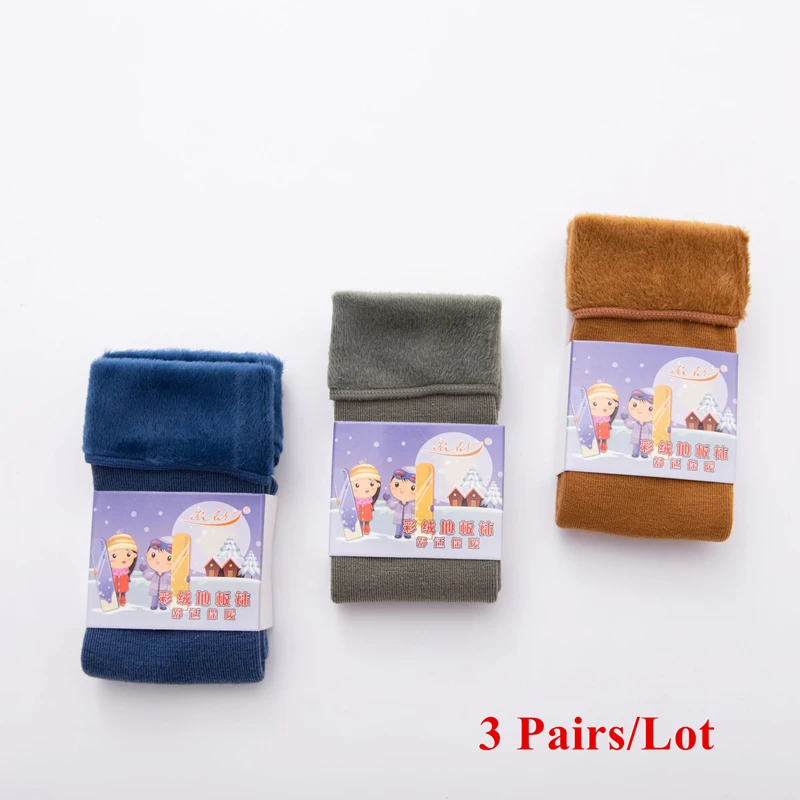 P01 C -3 Pairs 3 пары/партия, толстые детские носки из настоящей шерсти зимние мягкие теплые носки для детей, От 3 до 12 лет теплые носки-тапочки для мальчиков и девочек - Цвет: P01 C -3 Pairs