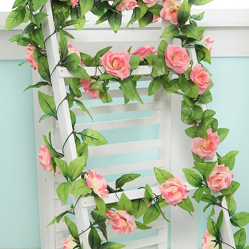 Искусственная Шелковая Роза цветок плющ лоза висячая гирлянда Свадебный