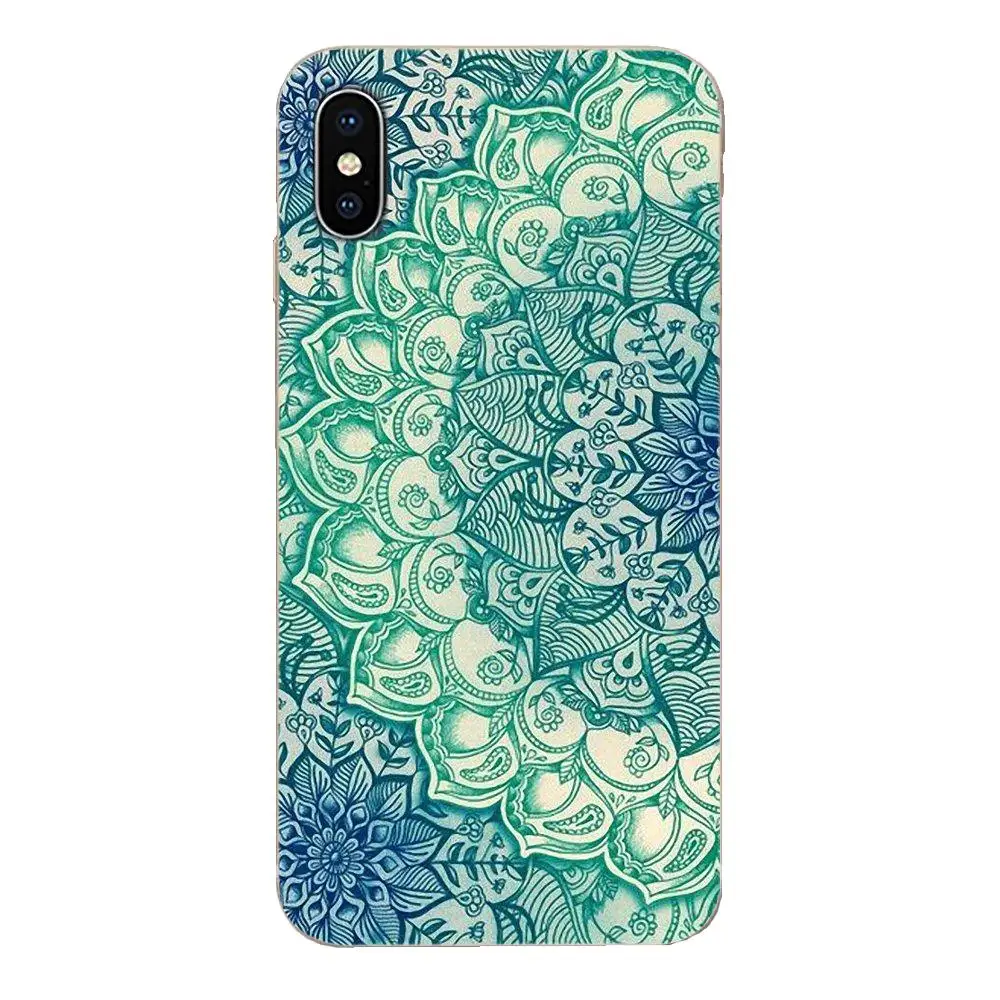 Чехлы из ТПУ сапфировое Нефритовое витражное стекло мандалы для Apple iPhone 11 Pro X XS Max