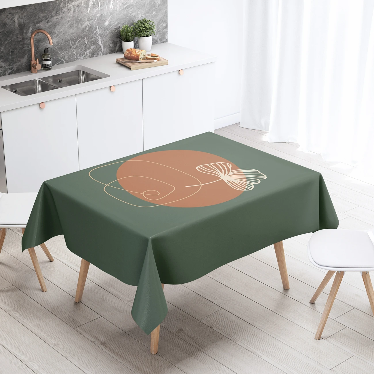 

Nordic Rectangular Tablecloths Waterproof Oilcloth for Table Cloth Art Green Scandinavian Decor Cover Anti-stain Polyester