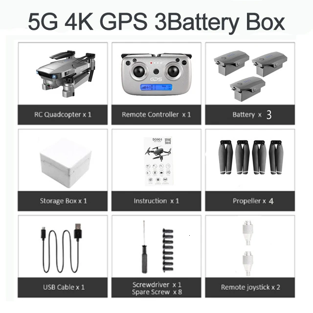 5G 4K GPS 3B BOX ZLRC SG907 RC gps Дрон с 5G WiFi 90 ° Электрическая регулировка 4K камера следуем за мной Квадрокоптер складной Квадрокоптер VS S167 E520S - Цвет: 5G 4K GPS 3B BOX