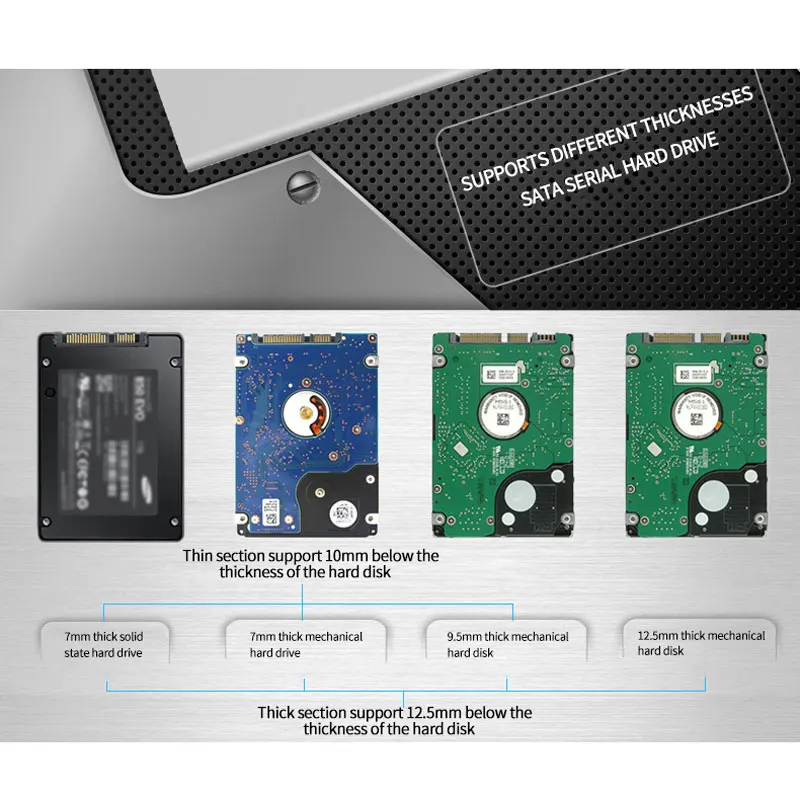 USB 3, 1  C SSD      HDD Caddy 6 / 2, 5 Sata 7-9.5-15mm