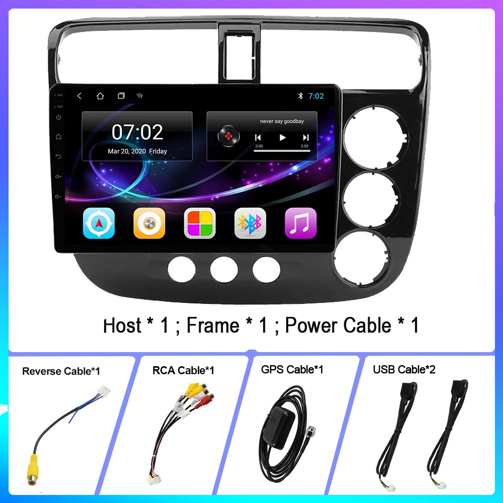 

9 inch 128G Car Radio Android 10 For Honda Civic 2000-2006 RHD GPS Navigation With Carplay DSP 4G WIFI BT Camera No DVD Player