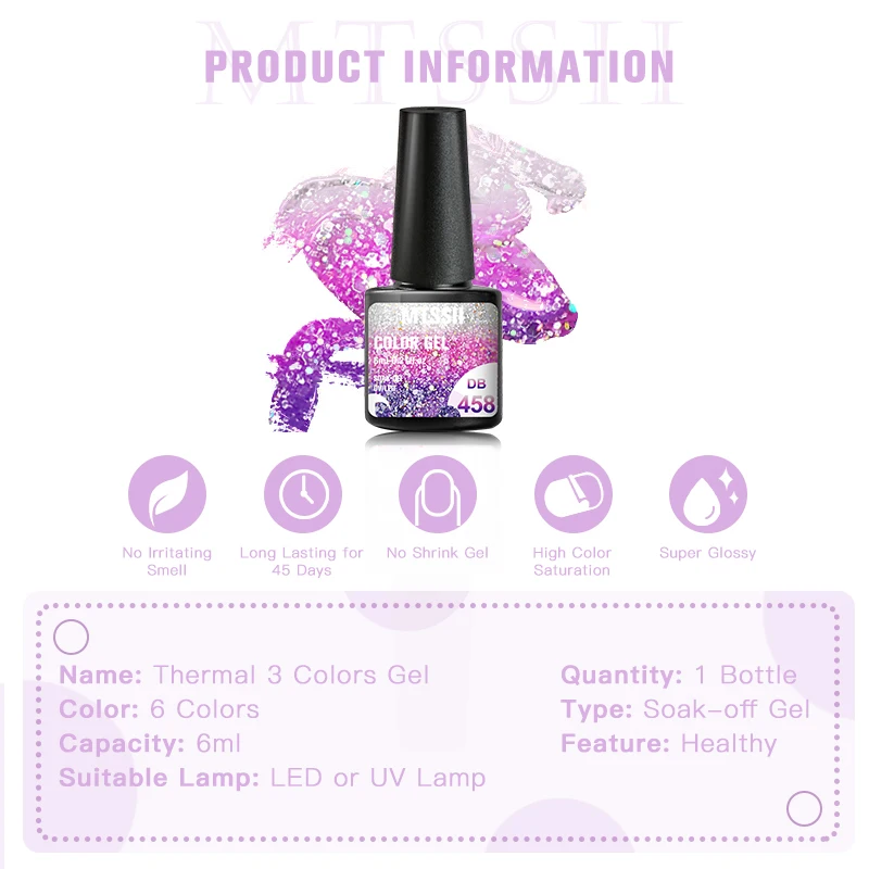 Термальный Гель-лак Mtssii температурный цветной лак волшебный эффект Блестящий