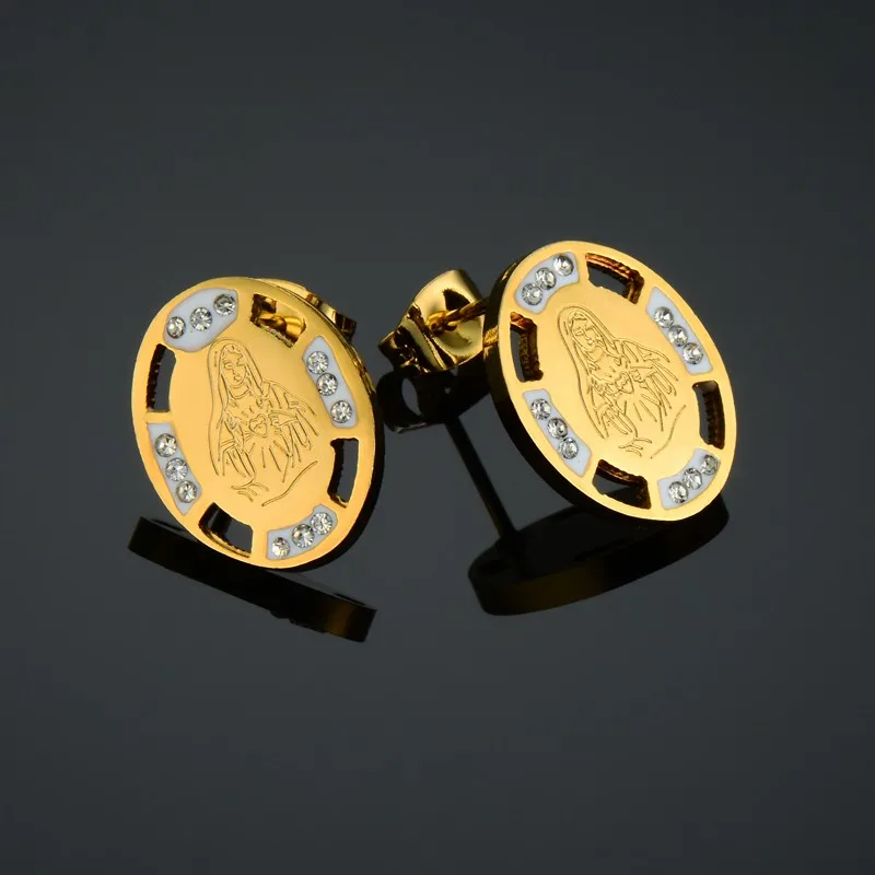 Модные сережки из нержавеющей стали с подвеской и медальоном для женщин