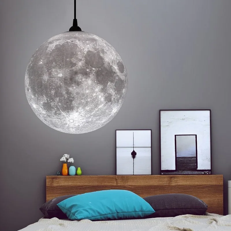 Moon Lamp 3D Printing Moon Pendant Lights Nordic Simple Lamp Girl Room Dining Room Bedroom Home Decor Luminare Light Fixtures