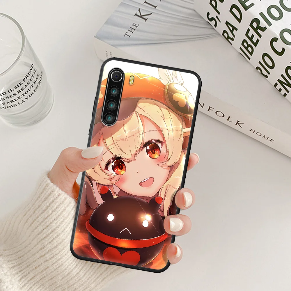 

cute Genshin Impact Klee Game Phone Case For Xiaomi Redmi Note 7 8 8T 9 9S 4X 7 7A 9A K30 Pro Ultra black Bumper 3D Prime Luxury