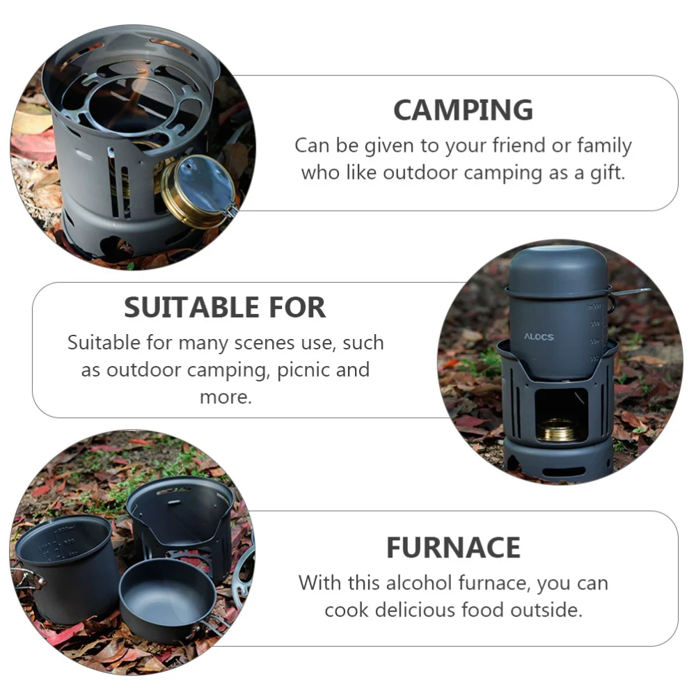 

1 Set Camping Stove Portable Stainless Steel Backpacking Stove for BBQ Picnic