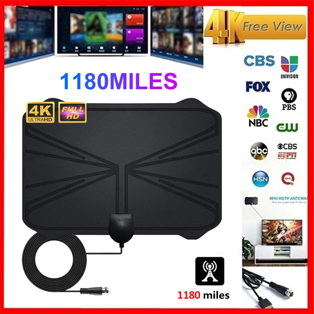 4K цифровая HDTV антенна домашняя Hdtv с усиленным диапазоном 1180 миль 1080P стандартная