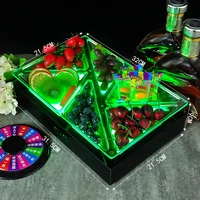 ktv luminous snack plate bar fruit plate colorful creative snack plate platter polygon stainless steel dessert stand
