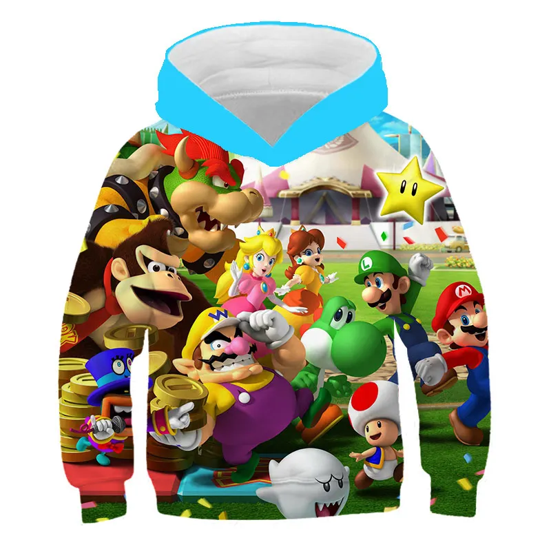 

2020 hot sale Super Mario Children Hoodies Winter Warm Hoodie Kid cartoon Mario Teenager Boys Girls Cartoon Sweatshirt Casual