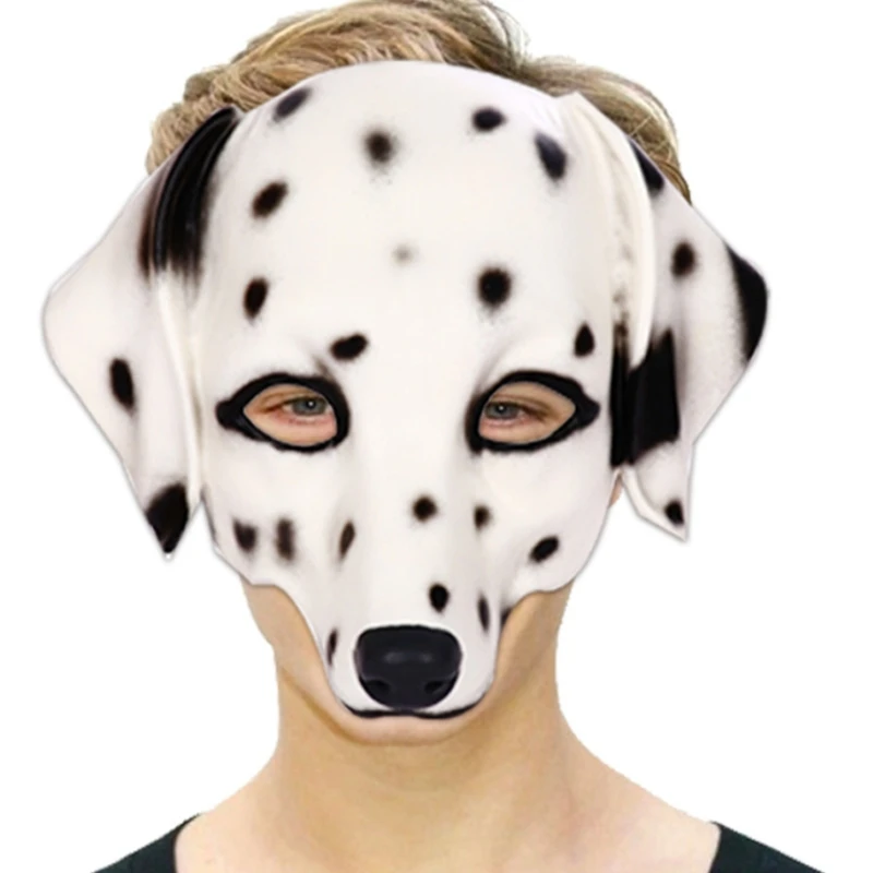

Creepy Party Deluxe Halloween Costume Party PU Animal Dog Head Mask Dalmatian Masks Cosplay Mask Half Face Anime L41B