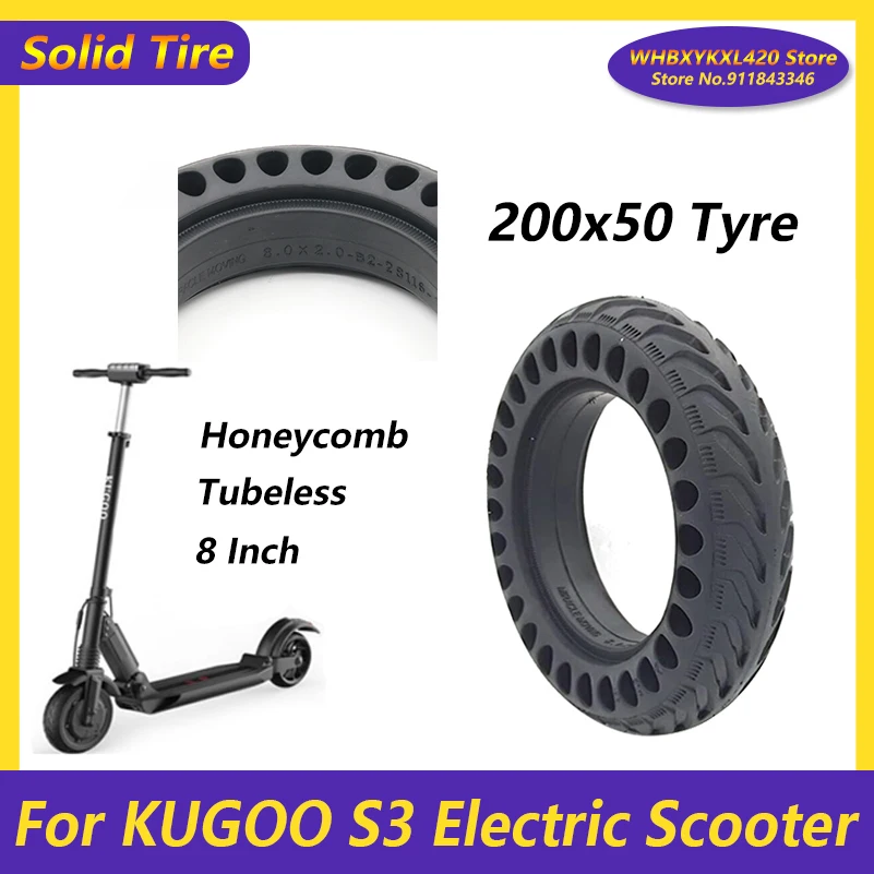 

Electric Scooter Solid Tyres 200x50 8 Inch Tires for KUGOO S1 C3 S3 Pro Skateboard Explosion-proof Tubeless Tire Accessories