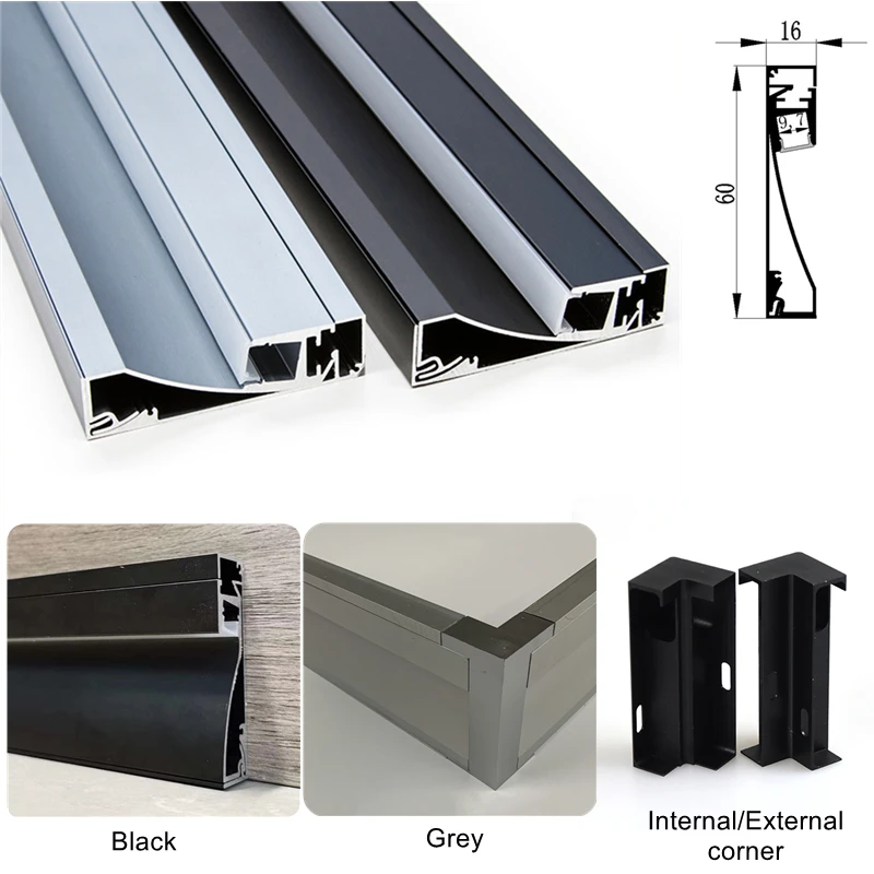

5X1m 60mm Aluminium Profile Bar Light 2-in-1 Combo Metal Baseboard LED Hard Strip Lamp Channel Floor Wall Skirting Linear Lamp