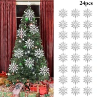 24 pcsset new christmas snowflake decoration plastic fake snowflakes xmas decorations home christmas tree ornament accessories