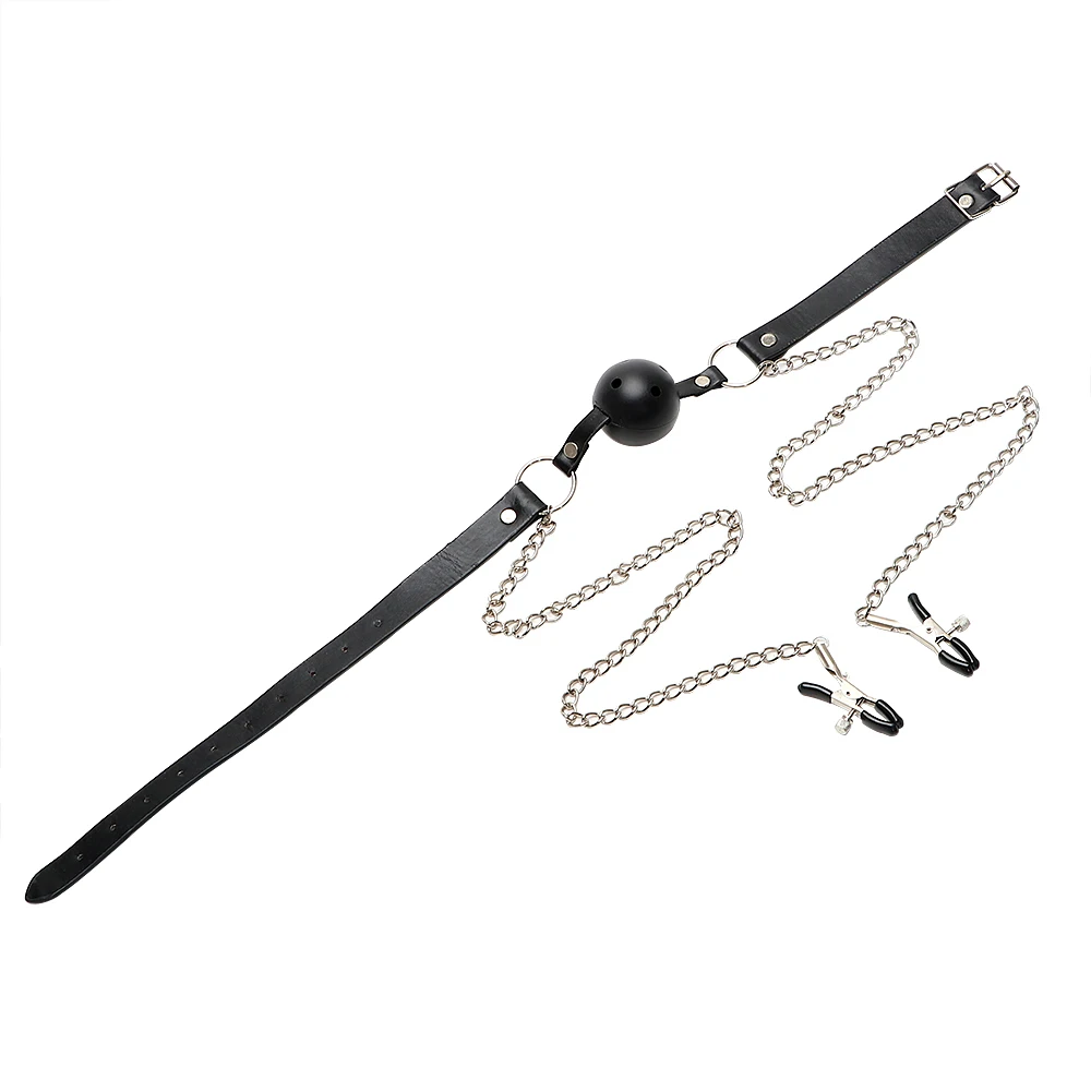 IKOKY с зажимом для сосков стимулятор открытым ртом шариком мужчин пары фиксации