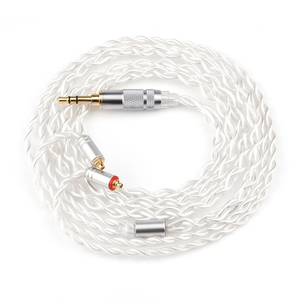 HOT! Yinyoo 7N Pure Silver Cable 2.5/3.5/4.4mm Balanced Cable With MMCX/2pin Connector For LZ AS10 ZS10 C10 C16 C12 V80 V90