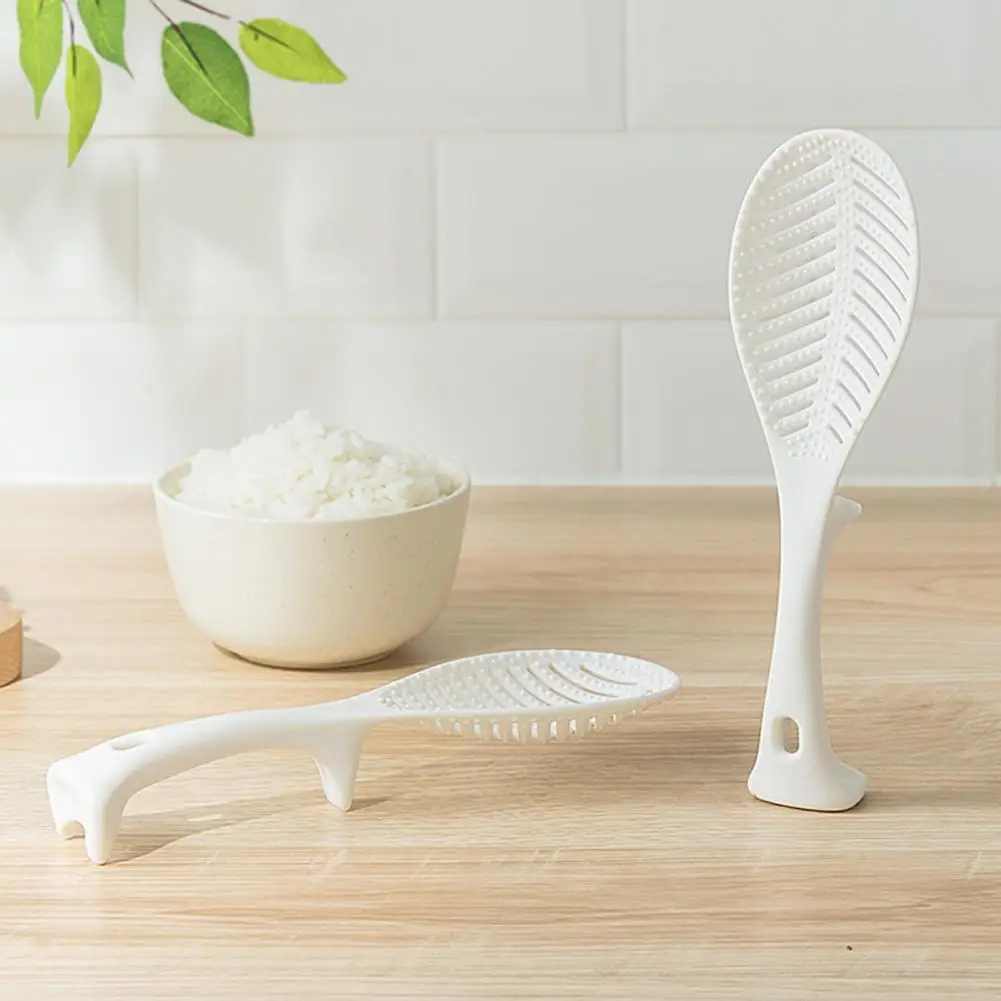 

PP Good Anti-deform Standing Type Rice Spatula Cooking Spoon White Color Rice Paddle Non-stick for Household