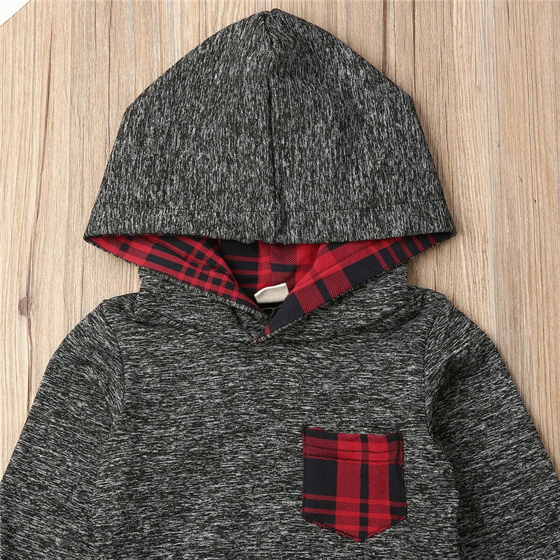 2 шт. Детская кофта с капюшоном и красные клетчатые штаны | Мать ребенок