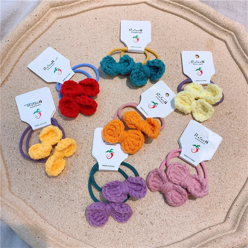 

Детские резинки для волос, шерстяные завязки с бантом в Корейском стиле, простые аксессуары для волос