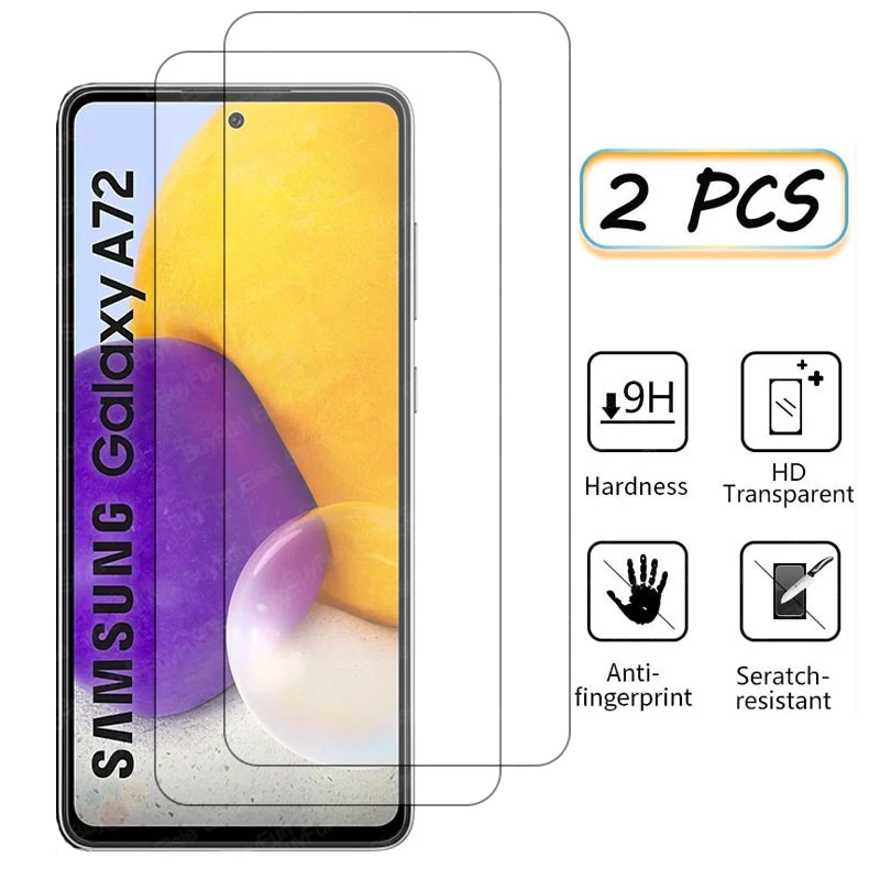 

2 Pcs/Lot Tempered Glass For Samsung Galaxy A72 Screen Protector On Samsun A72 6.7inch SM-A725F Full Cover Protective Glass Film
